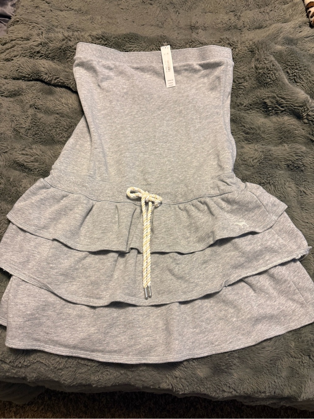 Victoria’s Secret Strapless Grey Tiered Ruffle Skirt with Drawstring